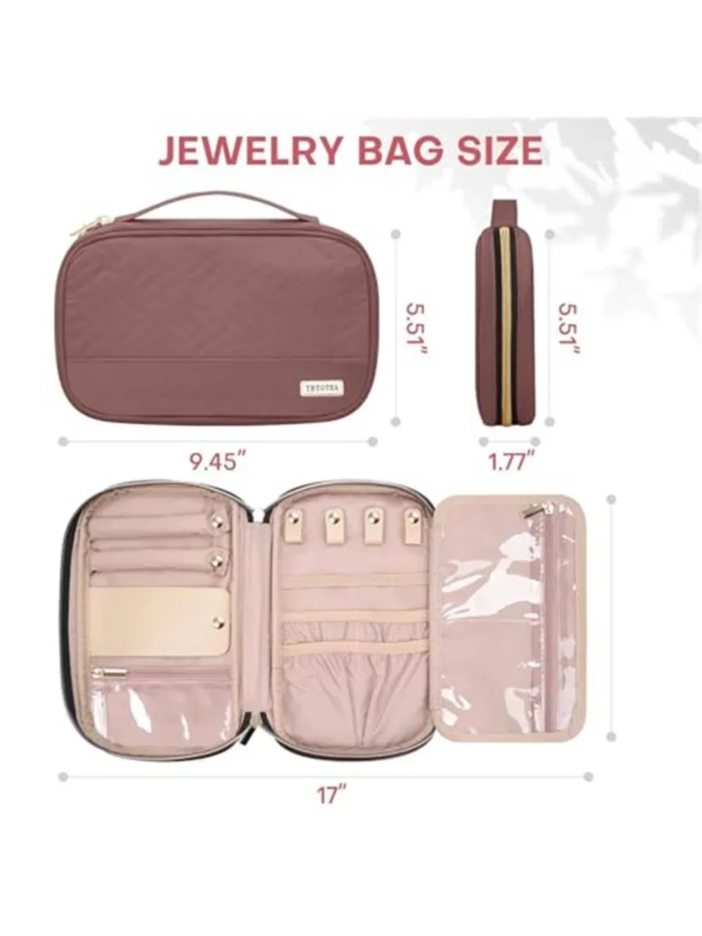 Travel Jewelry Organizer Case Necklace Ring Earring Storage Roll Portable Bag